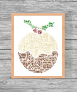 Personalised Christmas Pudding Word Art Print
