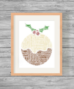 Personalised Christmas Pudding Word Art Print