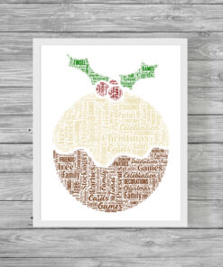 Personalised Christmas Pudding Word Art Picture Print