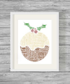 Personalised Christmas Pudding Word Art Print