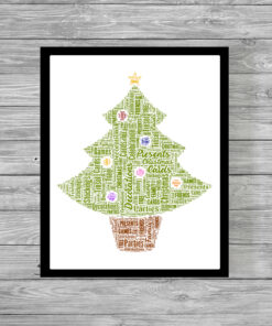 Personalised Christmas Tree Word Art Picture Print
