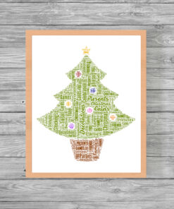 Personalised Christmas Tree Word Art Picture Print
