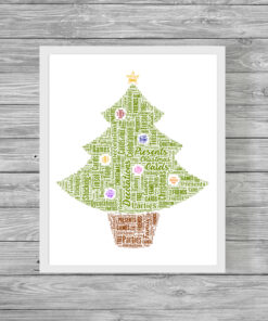 Personalised Christmas Tree Word Art Picture Print