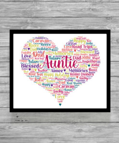 Personalised Auntie Heart Word Art Picture Frame