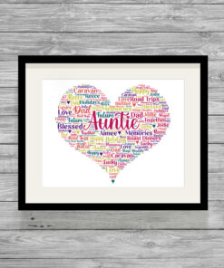 Personalised Auntie Heart Word Art Picture Frame