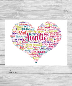 Personalised Auntie Heart Word Art Picture Frame