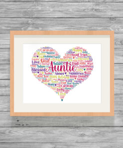 Personalised Auntie Heart Word Art Picture Frame