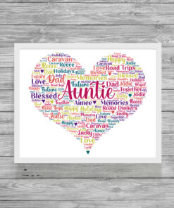 Personalised Auntie Heart Word Art Picture Frame