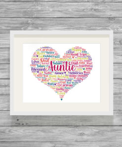 Personalised Auntie Heart Word Art Picture Frame