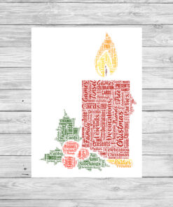 Personalised Christmas Candle Word Art Print Picture