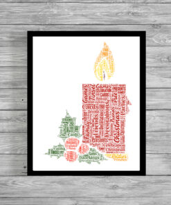 Personalised Christmas Candle Word Art Print Picture