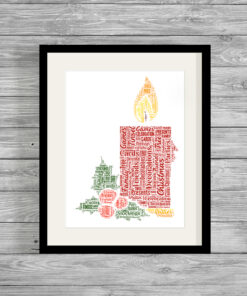 Personalised Christmas Candle Word Art Print Picture