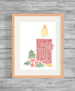 Personalised Christmas Candle Word Art Print Picture