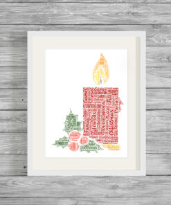 Personalised Christmas Candle Word Art Print Picture