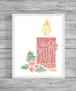 Personalised Christmas Candle Word Art Print Picture