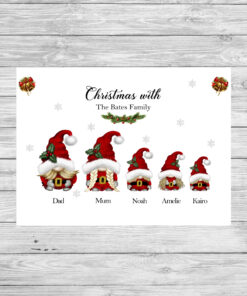 Personalised Christmas Gnomes Picture Print