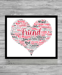 Personalised Friend Heart Word Art Picture Frame