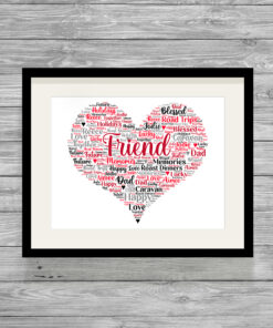 Personalised Friend Heart Word Art Picture Frame