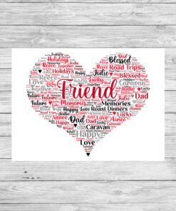 Personalised Friend Heart Word Art Picture Frame