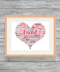 Personalised Friend Heart Word Art Picture Frame