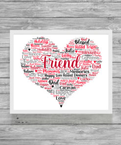 Personalised Friend Heart Word Art Picture Frame
