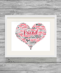 Personalised Friend Heart Word Art Picture Frame
