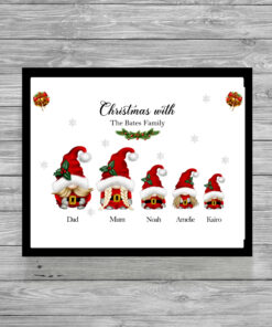 Personalised Christmas Gnomes Picture Print