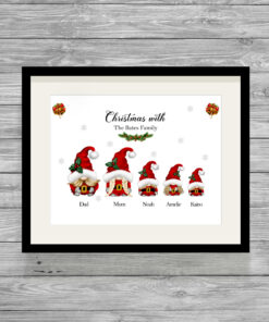 Personalised Christmas Gnomes Picture Print