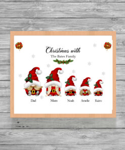 Personalised Christmas Gnomes Picture Print