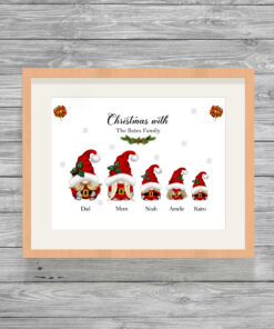 Personalised Christmas Gnomes Picture Print