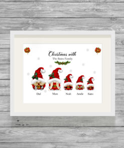 Personalised Christmas Gnomes Picture Print