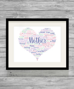 Personalised Mother Heart Word Art Print Frame