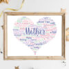 Personalised Mother Heart Word Art Print Frame