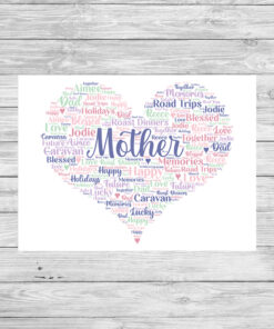Personalised Mother Heart Word Art Print Frame