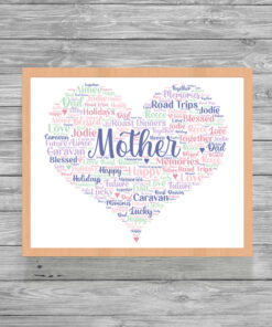 Personalised Mother Heart Word Art Print Frame