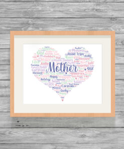 Personalised Mother Heart Word Art Print Frame