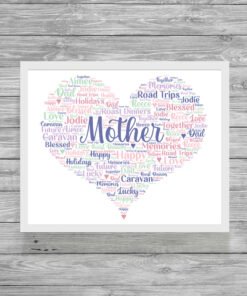Personalised Mother Heart Word Art Print Frame