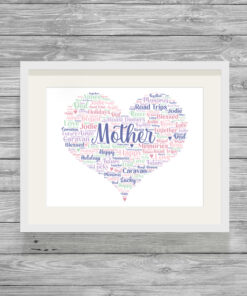 Personalised Mother Heart Word Art Print Frame