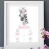 Personalised Safari Zebra Girl's Birth Announcement Frame