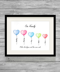 Personalised Family Portrait Balloons Picture Print