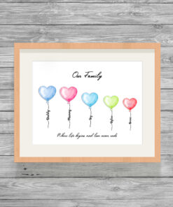 Personalised Family Portrait Balloons Picture Print