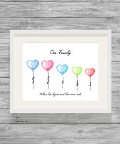 Personalised Family Portrait Balloons Picture Print