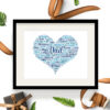 Personalised Dad Heart Word Art Print Frame