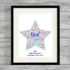 Personalised Word Art Dad Star Print Frame