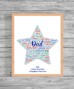Personalised Word Art Dad Star Print Frame