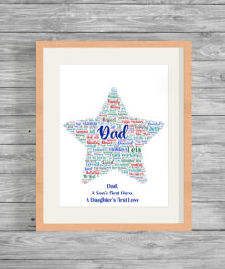 Personalised Word Art Dad Star Print Frame
