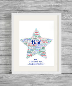 Personalised Word Art Dad Star Print Frame