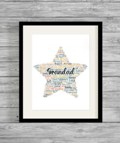 Personalised Star Grandad Word Art Print Frame