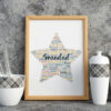 Personalised Star Grandad Word Art Print Frame
