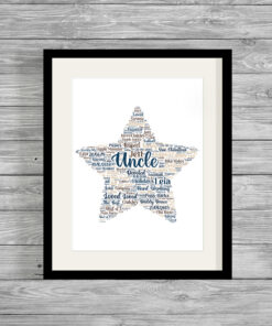 Personalised Star Uncle Word Art Print Frame